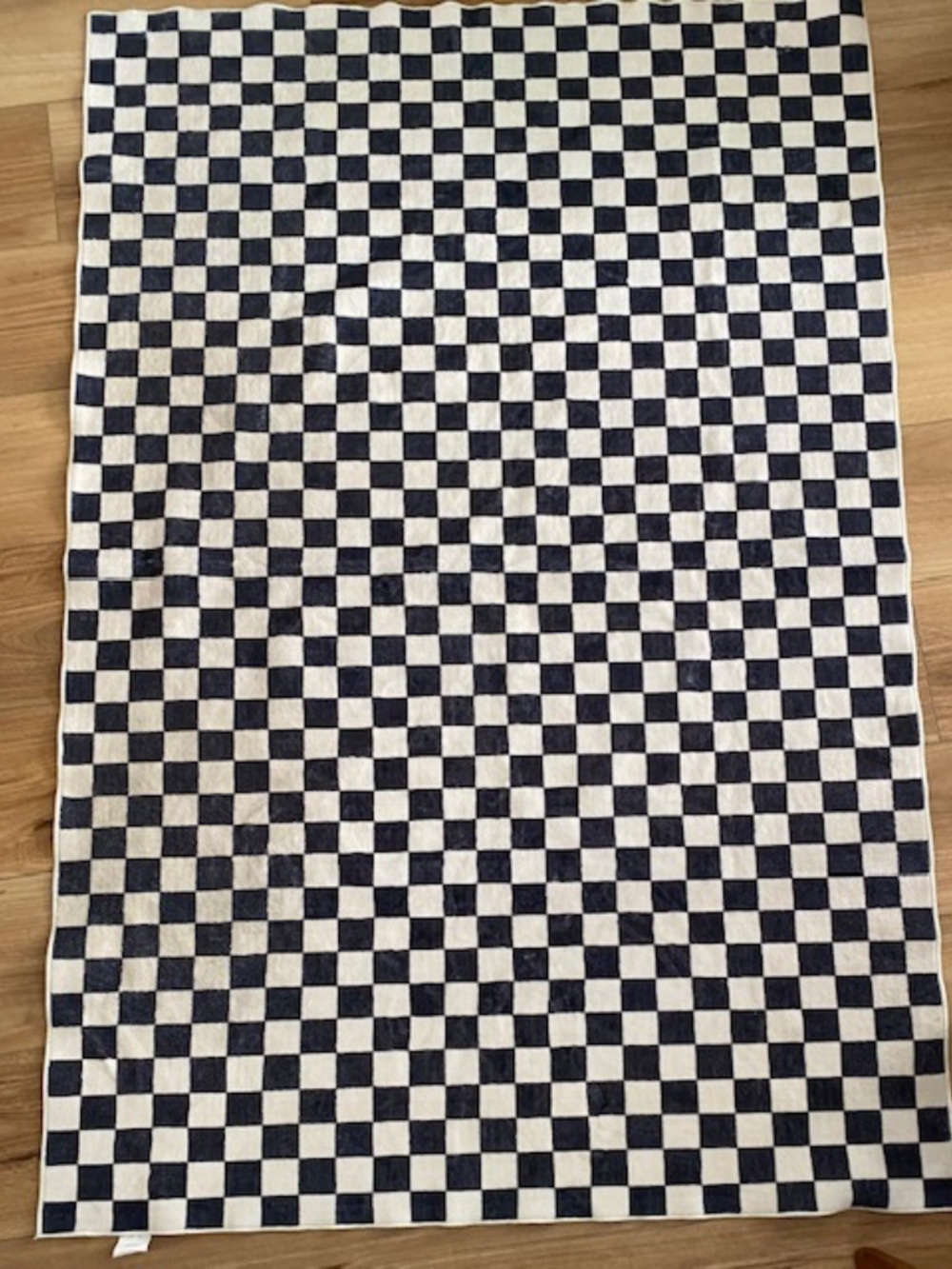Black and White Checkered Board Area Rug, 4' by 6'